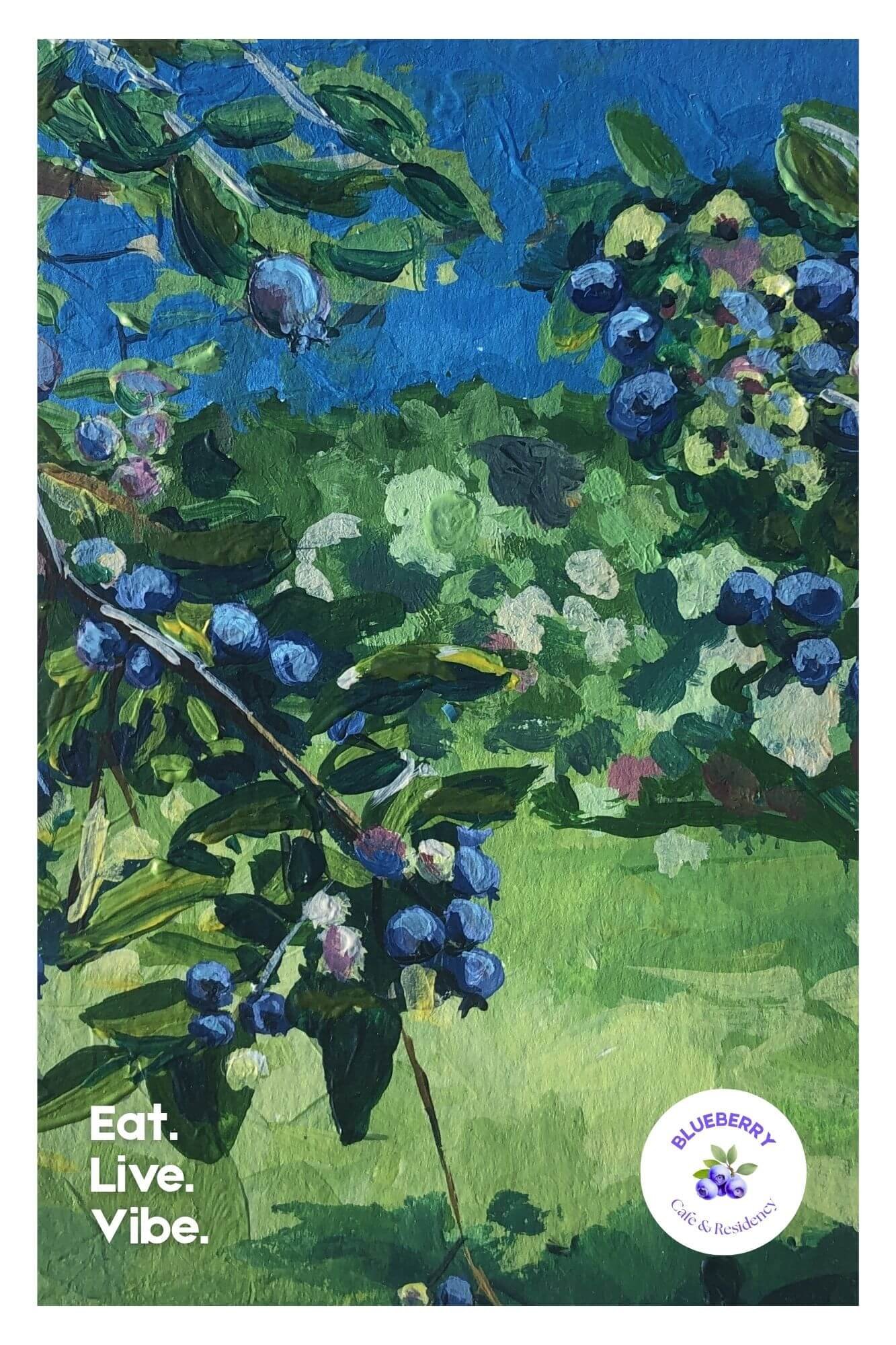 Blueberry wallpaper - folk art